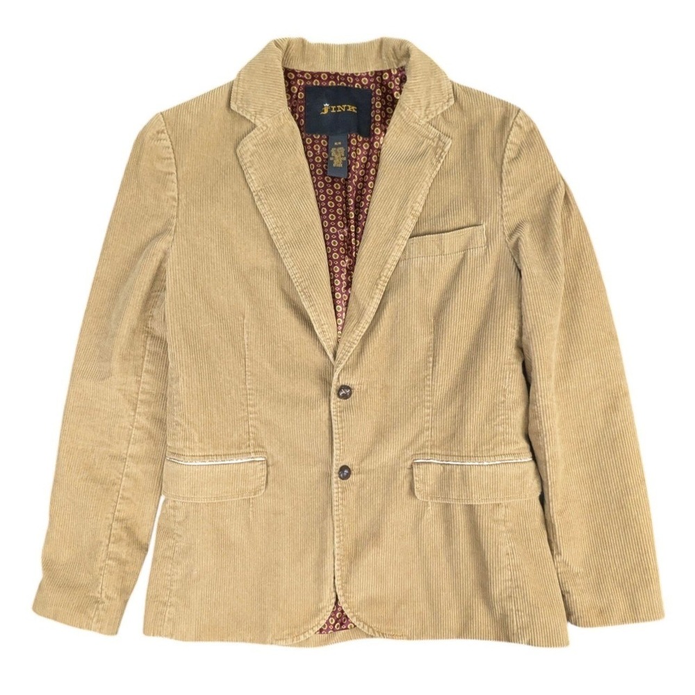 Fink Mens Tan Corduroy Blazer Size M Cotton 2-Button Sport Coat Dark Academia